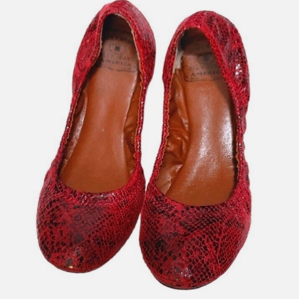 Lucky Brand Red Snakeskin Patterned Women's Flats